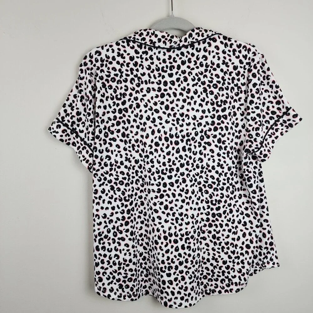 Kate Spade New York pajama top sz L women animal leopard print loungewear